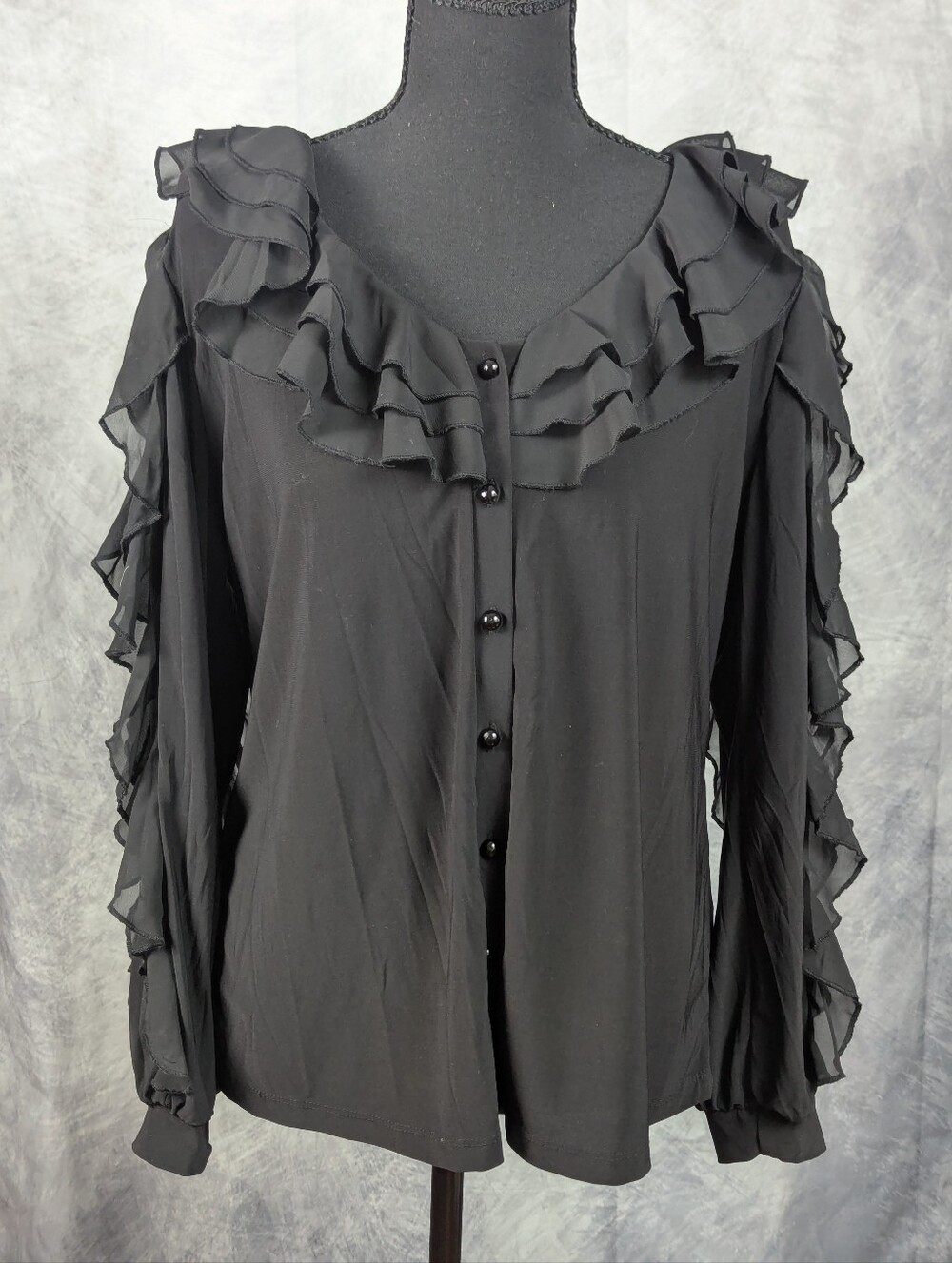 Elegant Black Ruffled Blouse